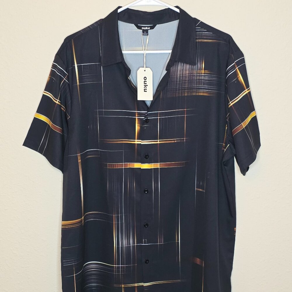 NWT Ouku Men's Short Sleeve Shirt, Size XL